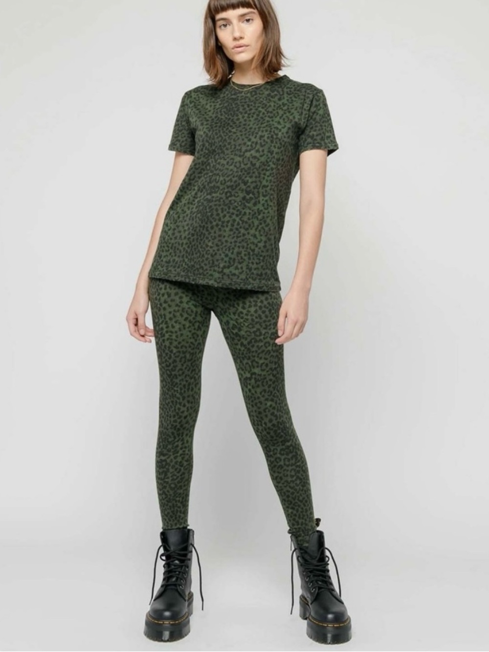 Ragdoll LA Army Green Leopard Print Leggings Size Medium Olive Animal Cheetah